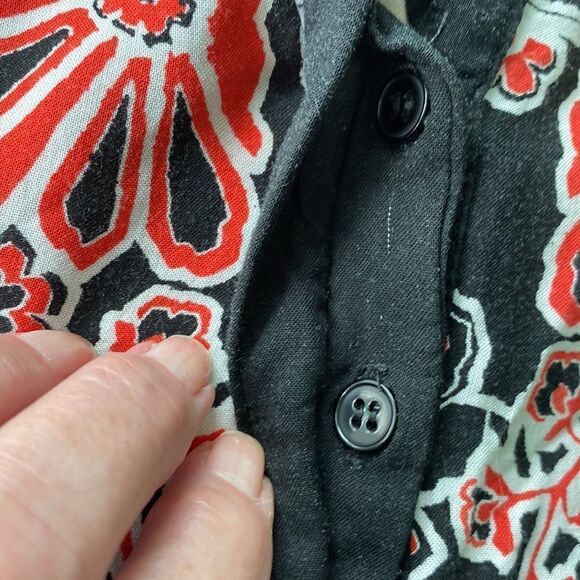 Cupio DRESS  HIGH-LOW  MIDI  BLACK WITH VIBRANT PRINT DOWN CENTER - Picture 6 of 10